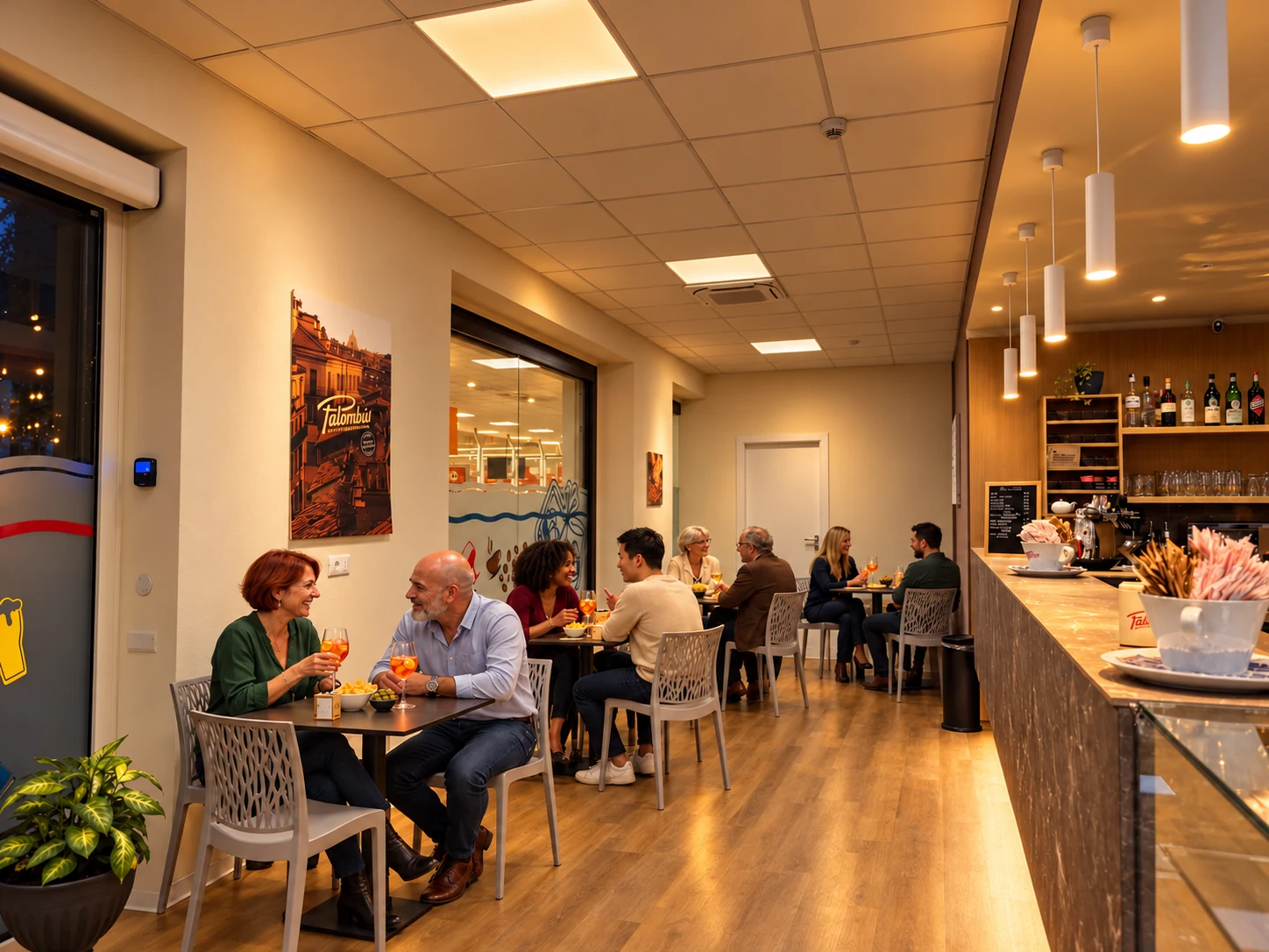 Atmosfera illustrativa AI di aperitivo nel locale